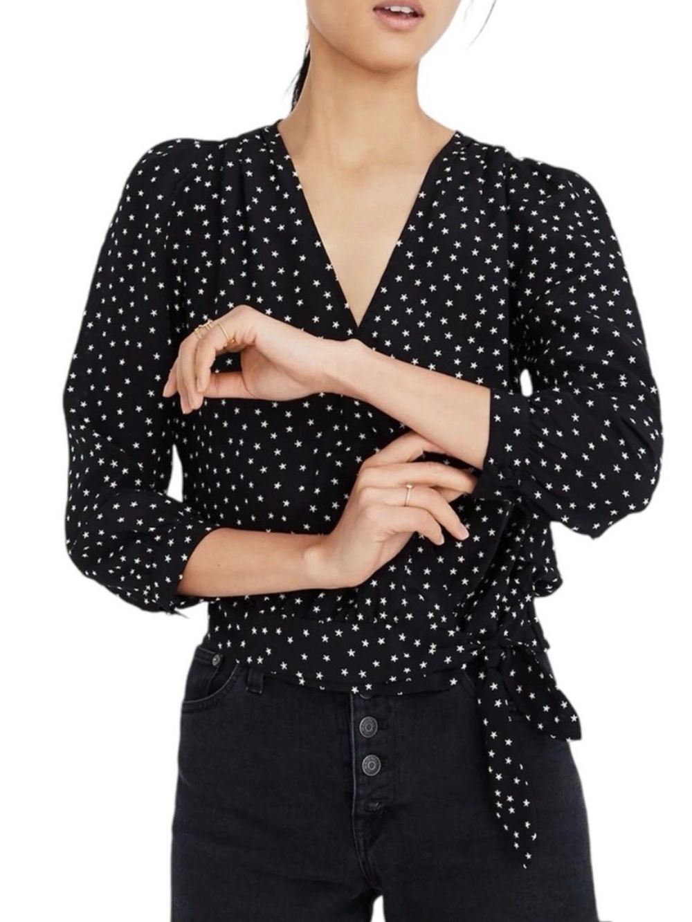 Madewell Silk Star Wrap Blouse